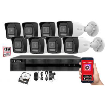 ZESTAW MONITORINGU IP HiLook NVR-8CH-4MP/8P + 8x IPCAM-B4-30DL 4MPX 2.8mm IR30 1TB